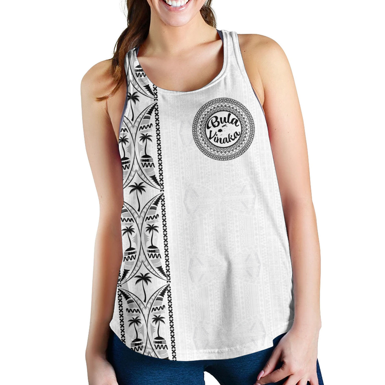 Fiji Women Tank Bula Vinaka Tapa Palms Designs