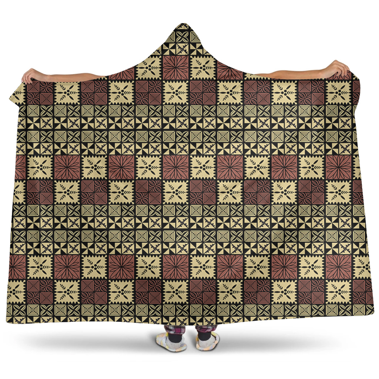 Tonga Hooded Blanket Ngatu Style