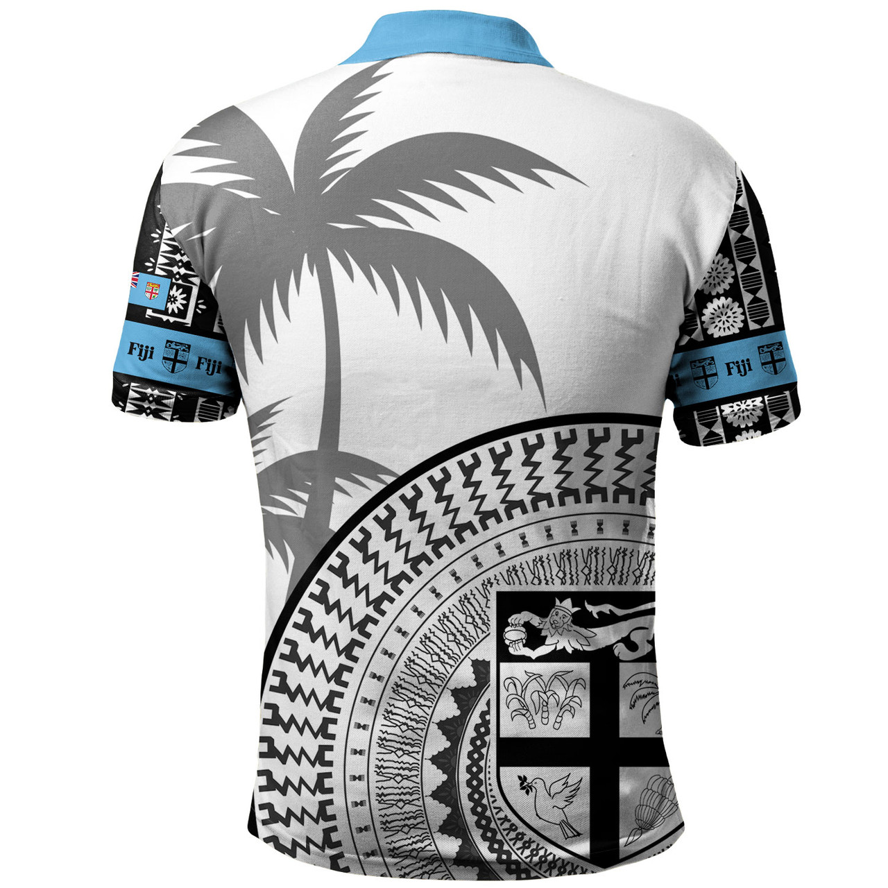 Fiji Custom Perosnalised Polo Shirt Fijian Masi Palm Curve Style