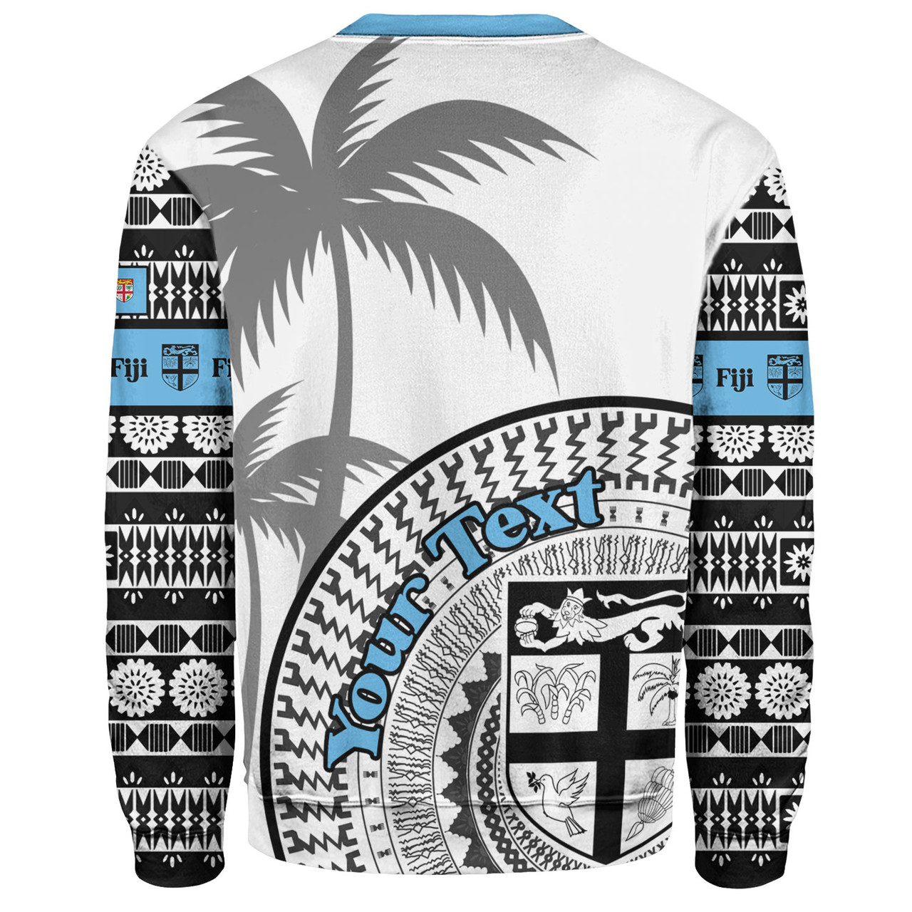 Fiji Custom Personalised Sweatshirt Fijian Masi Palm Curve Style