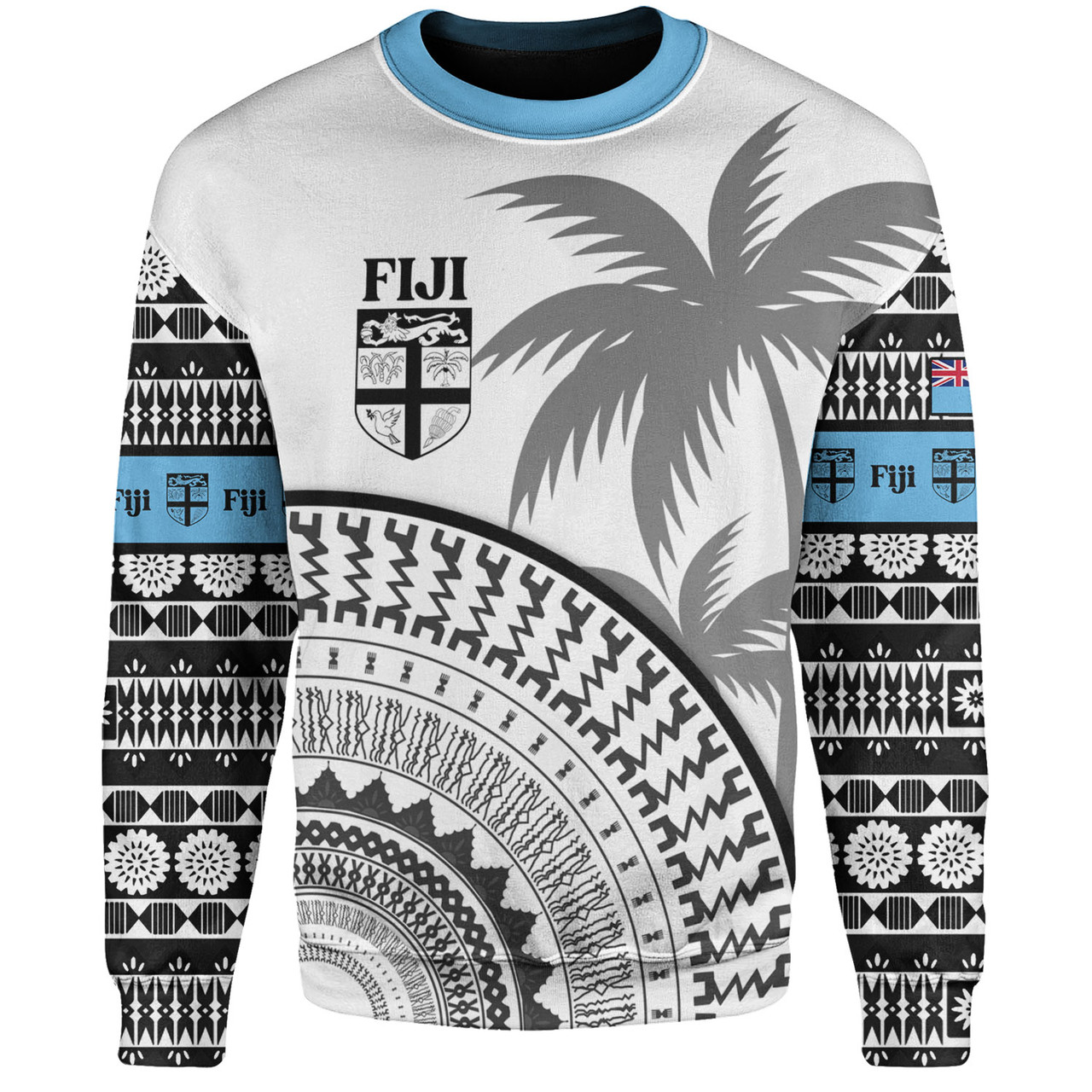 Fiji Custom Personalised Sweatshirt Fijian Masi Palm Curve Style