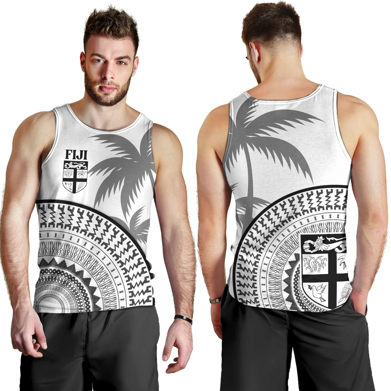 Fiji Custom Personalised Tank Top Fijian Masi Palm Curve Style