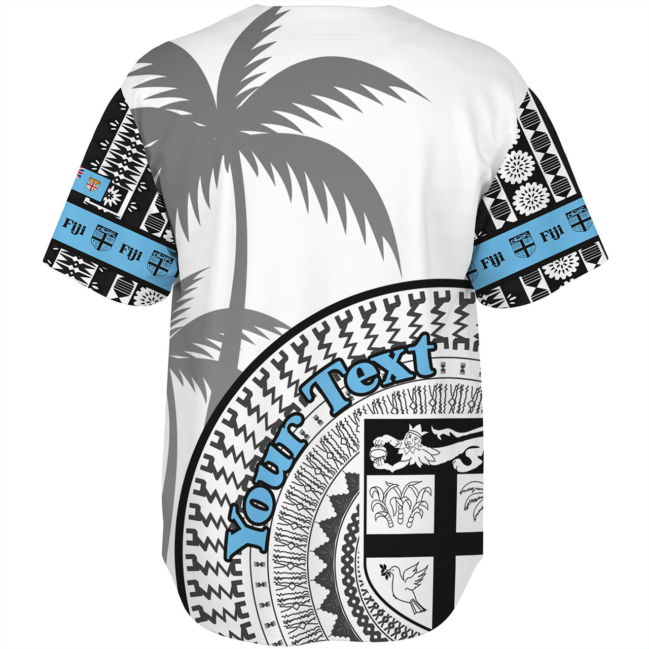 Fiji Custom Personalised Baseball Shirt Fijian Masi Palm Curve Style