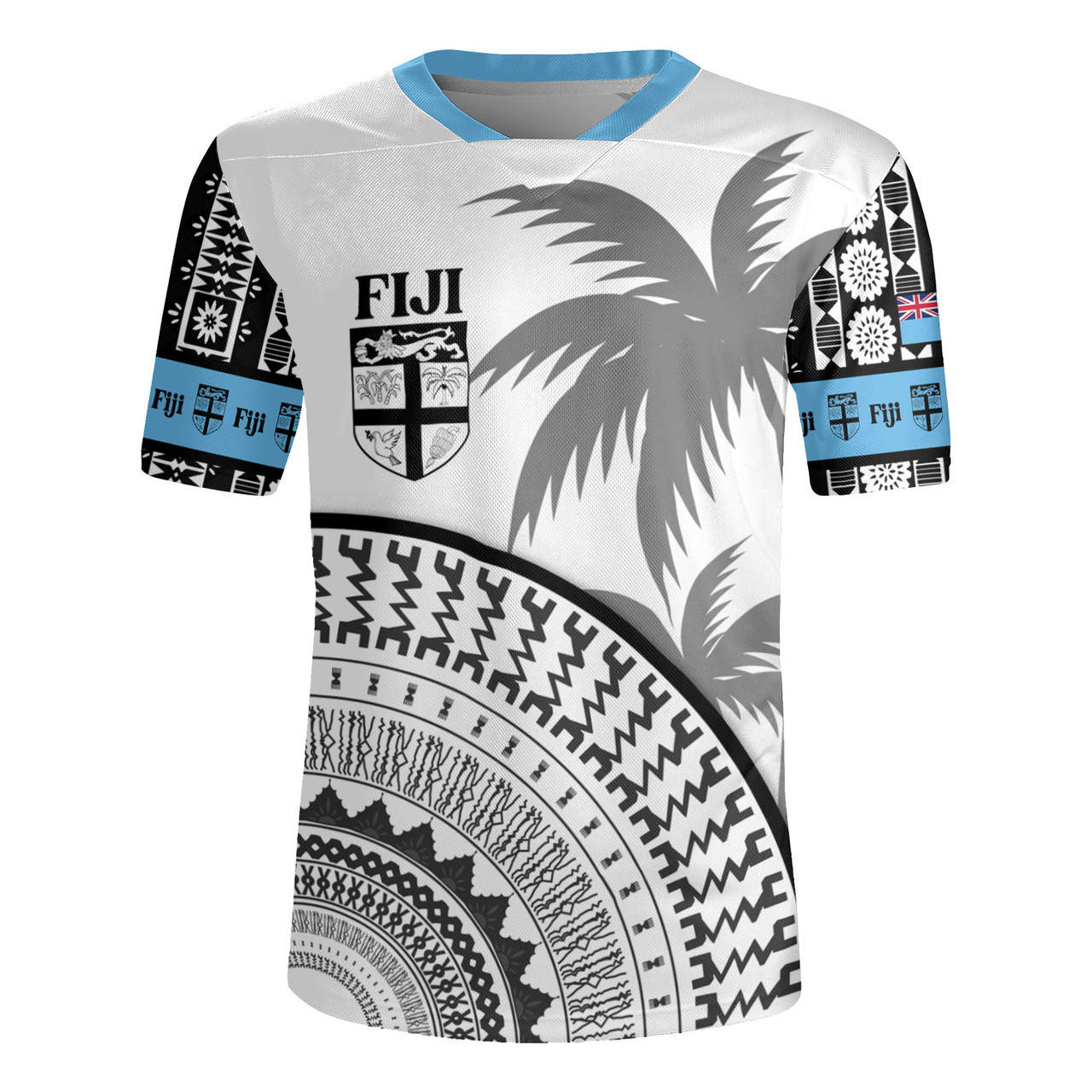 Fiji Custom Personalised Rugby Jersey Fijian Masi Palm Curve Style