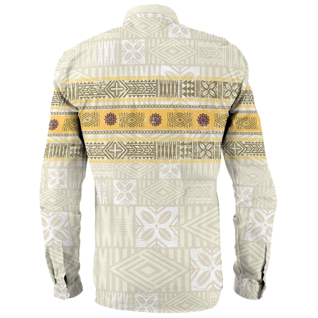 Fiji Long Sleeve Shirt Fijian Masi Tapa Design