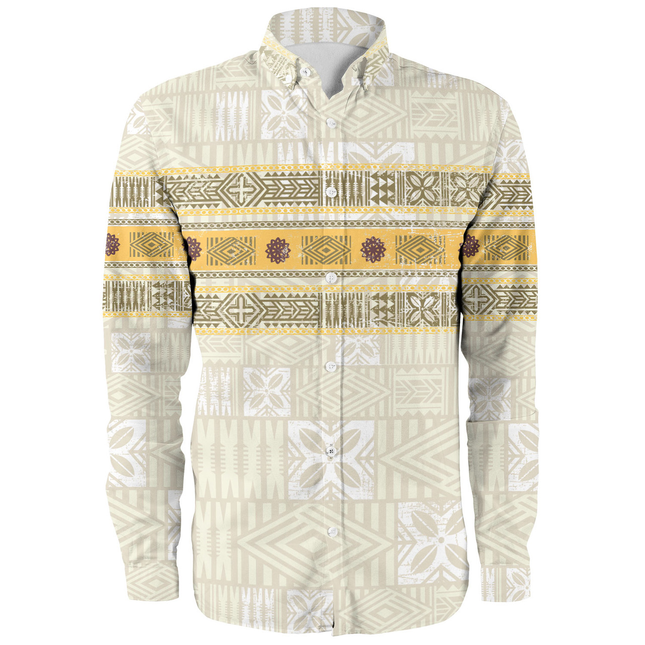 Fiji Long Sleeve Shirt Fijian Masi Tapa Design