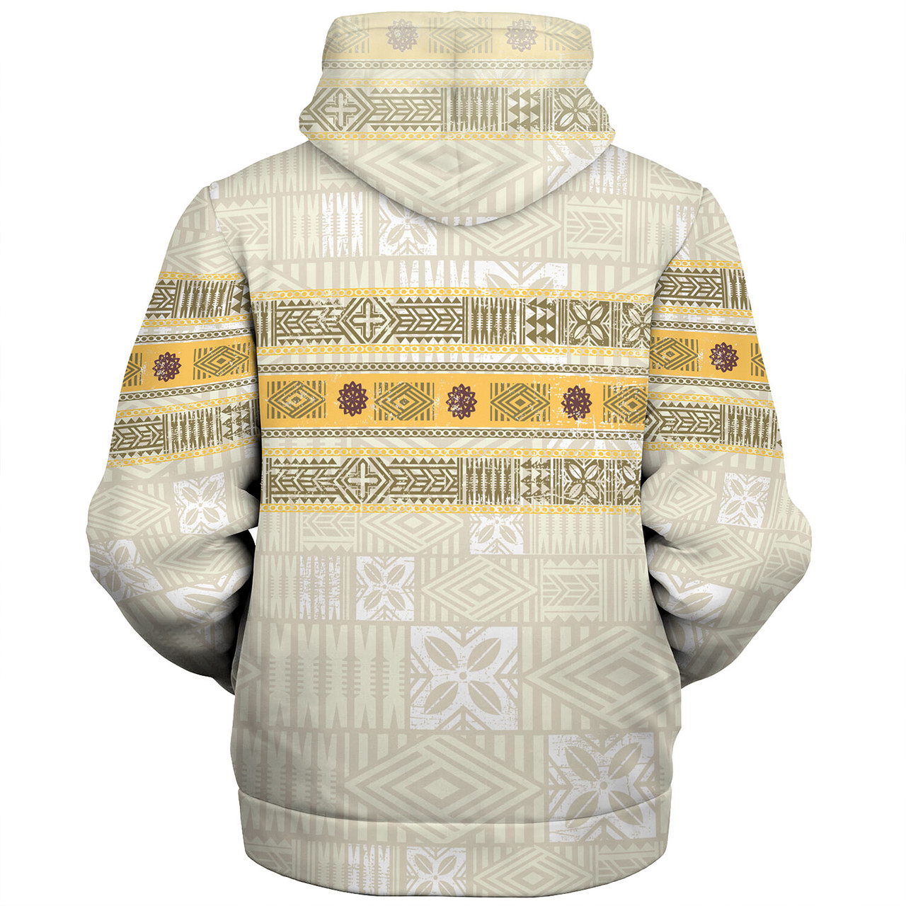 Fiji Sherpa Hoodie Fijian Masi Tapa Design