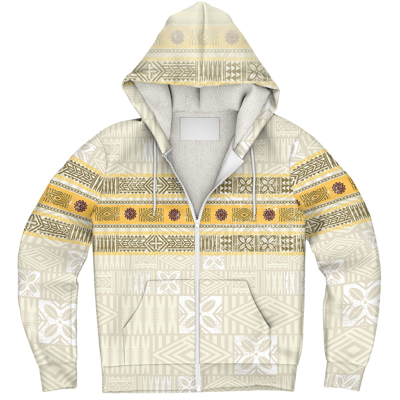 Fiji Sherpa Hoodie Fijian Masi Tapa Design