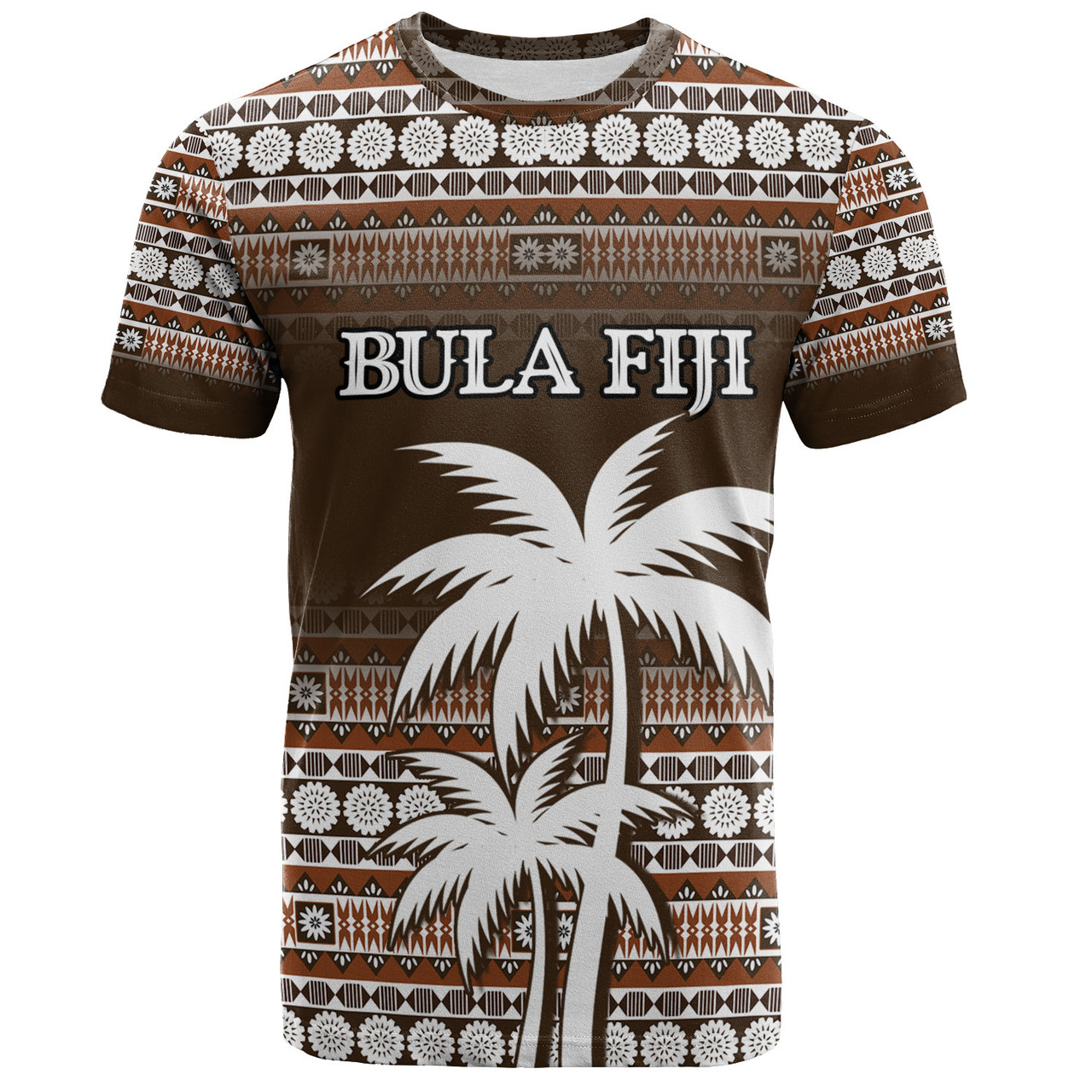 Fiji T-Shirt Custom Bula Fiji Masi Brown Patterns