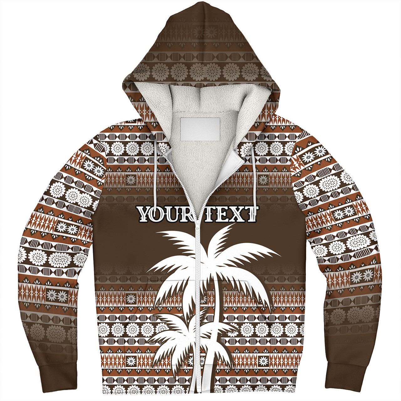 Fiji Sherpa Hoodie Custom Bula Fiji Masi Brown Patterns