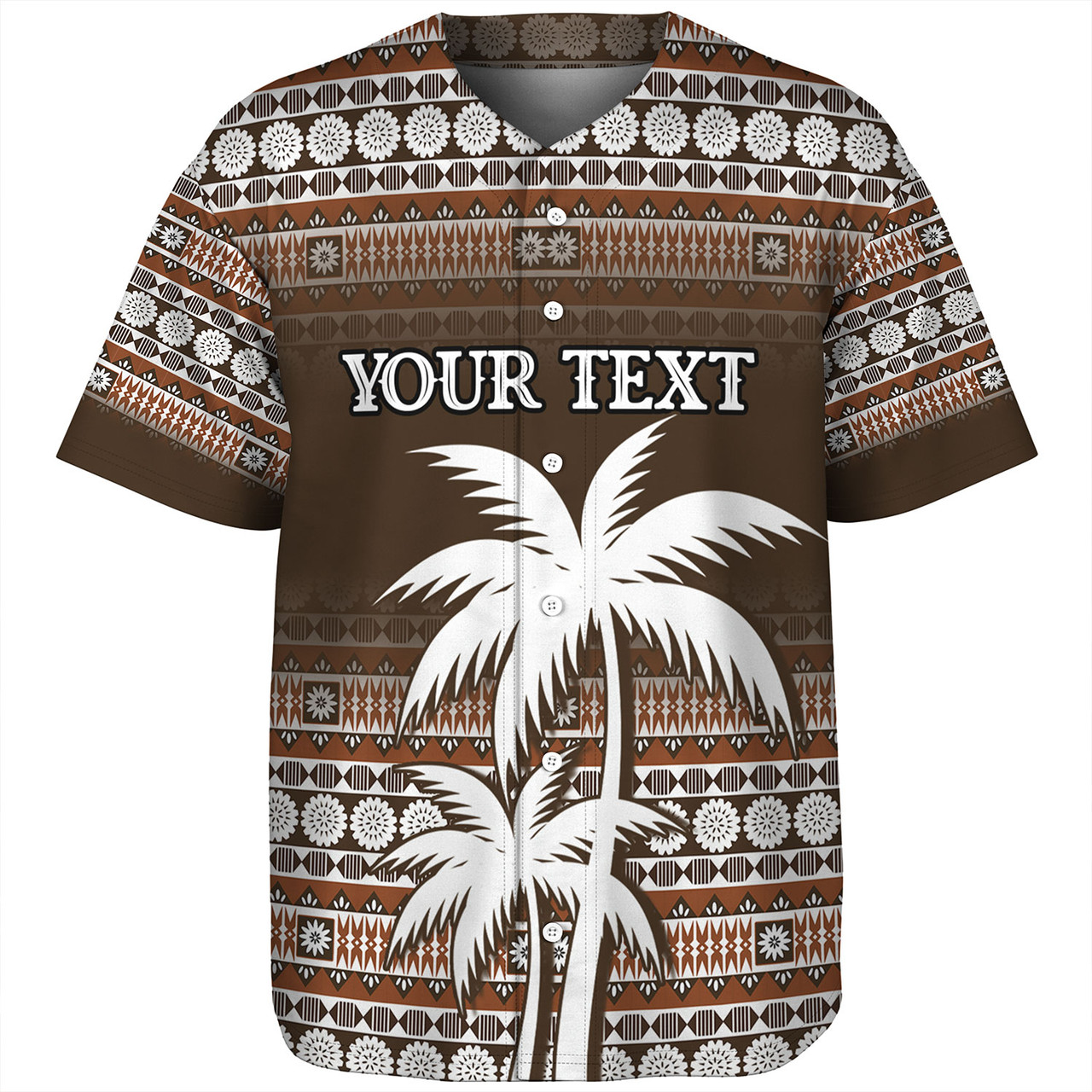 Fiji Baseball Shirt Custom Bula Fiji Masi Brown Patterns