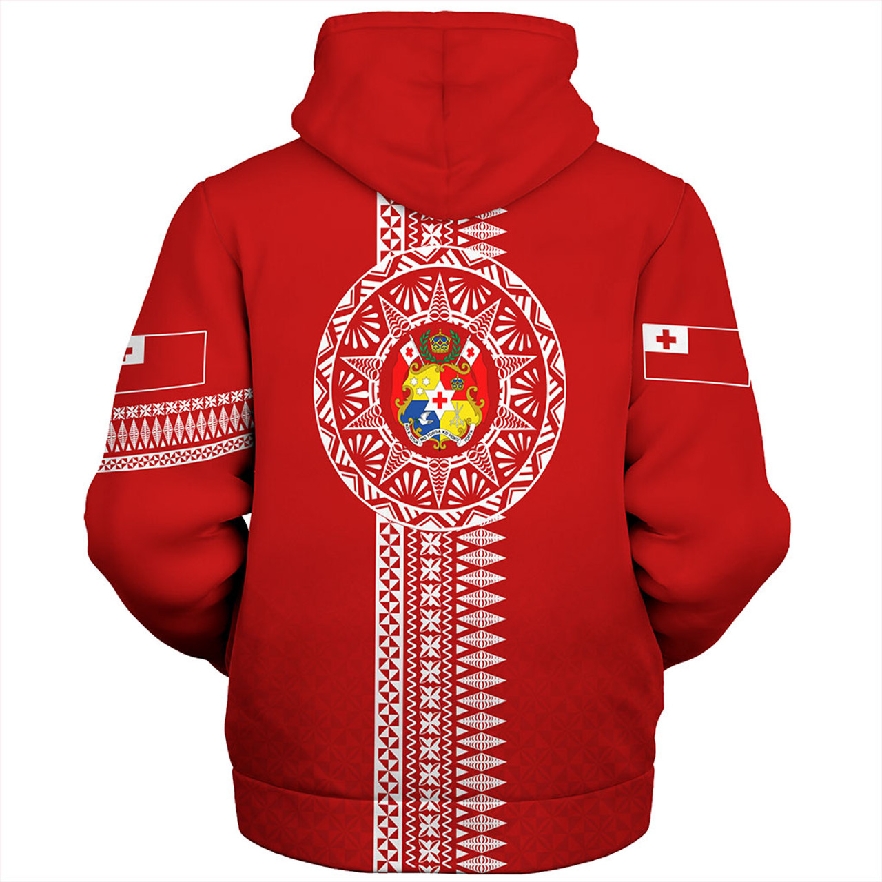 Tonga Sherpa Hoodie Ngatu Tribal Pattern