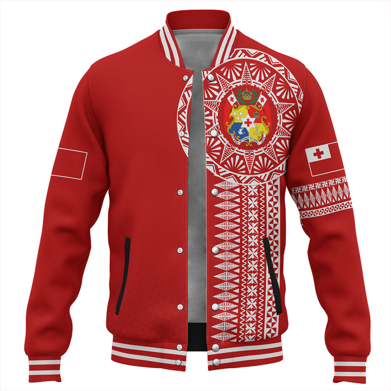 Tonga Baseball Jacket Ngatu Tribal Pattern