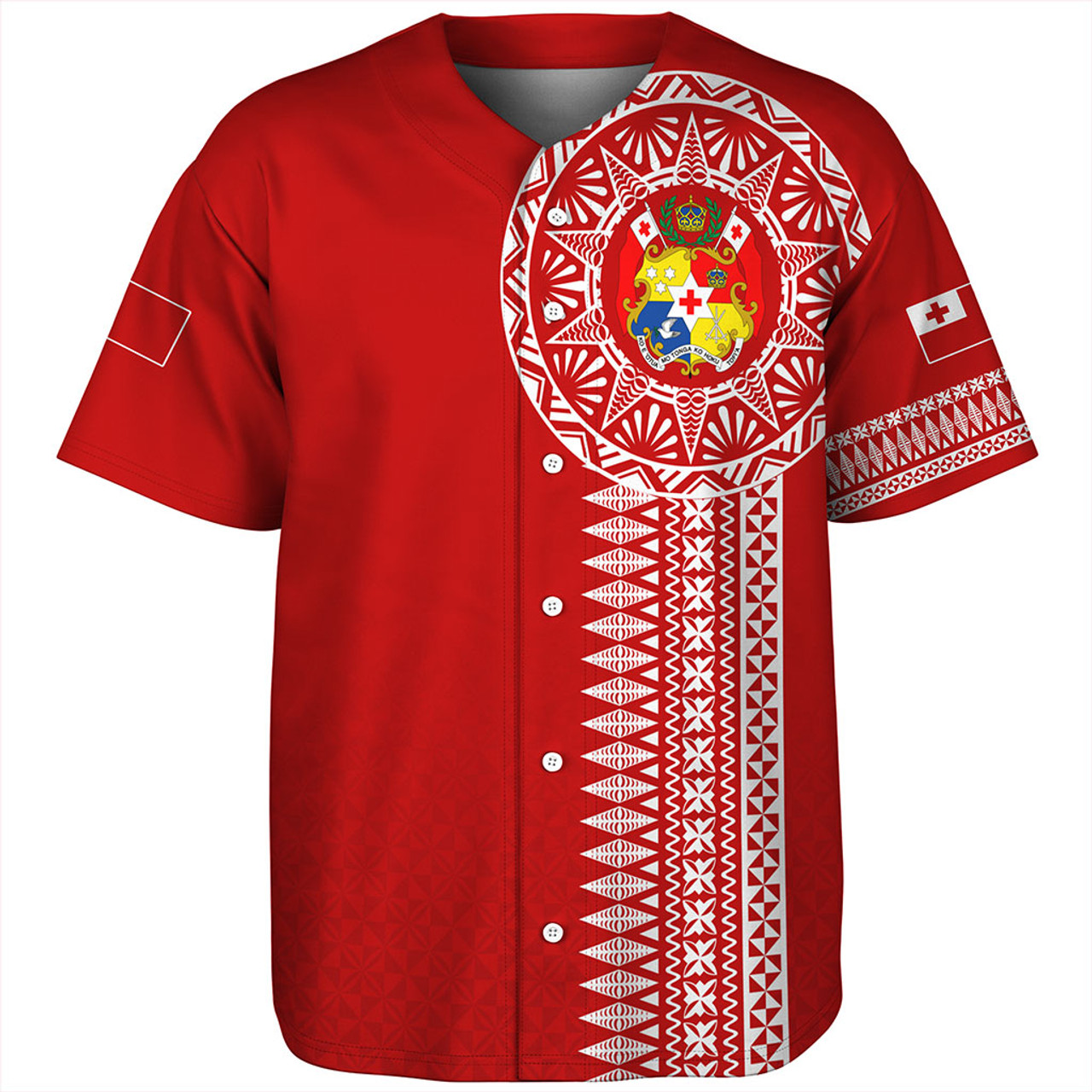 Tonga Baseball Shirt Ngatu Tribal Pattern