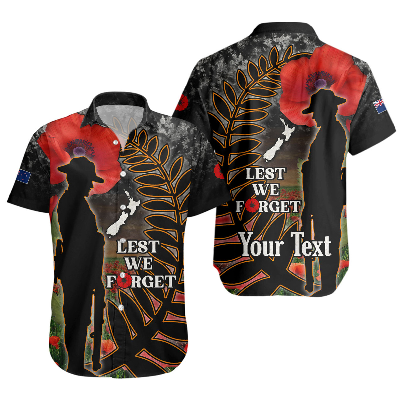 New Zealand Short Sleeve Shirt Custom Anzac Day Lest We Forget Silver Fern