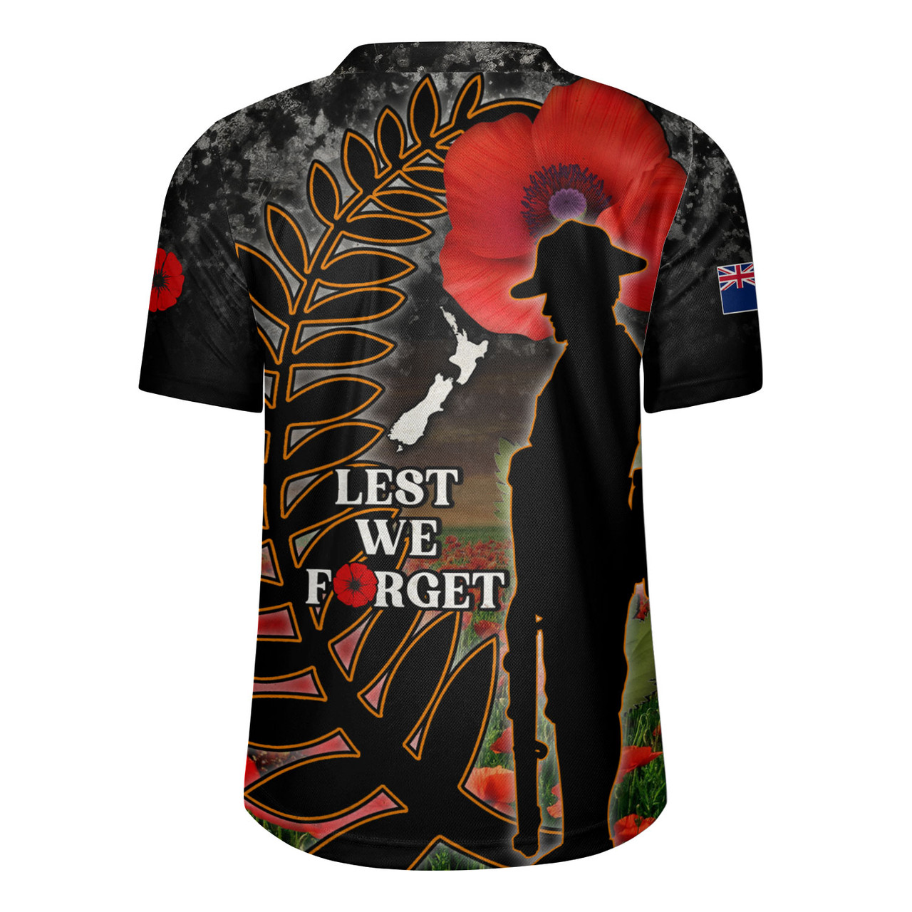 New Zealand Rugby Jersey Custom Anzac Day Lest We Forget Silver Fern