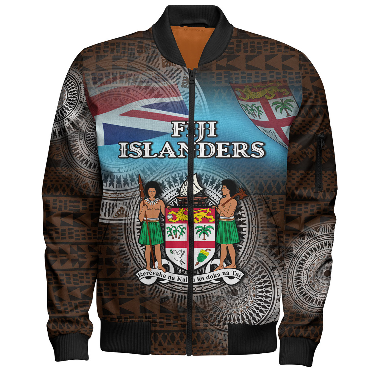 Fiji Bomber Jacket Custom Fiji Islanders Tapa Masi Design