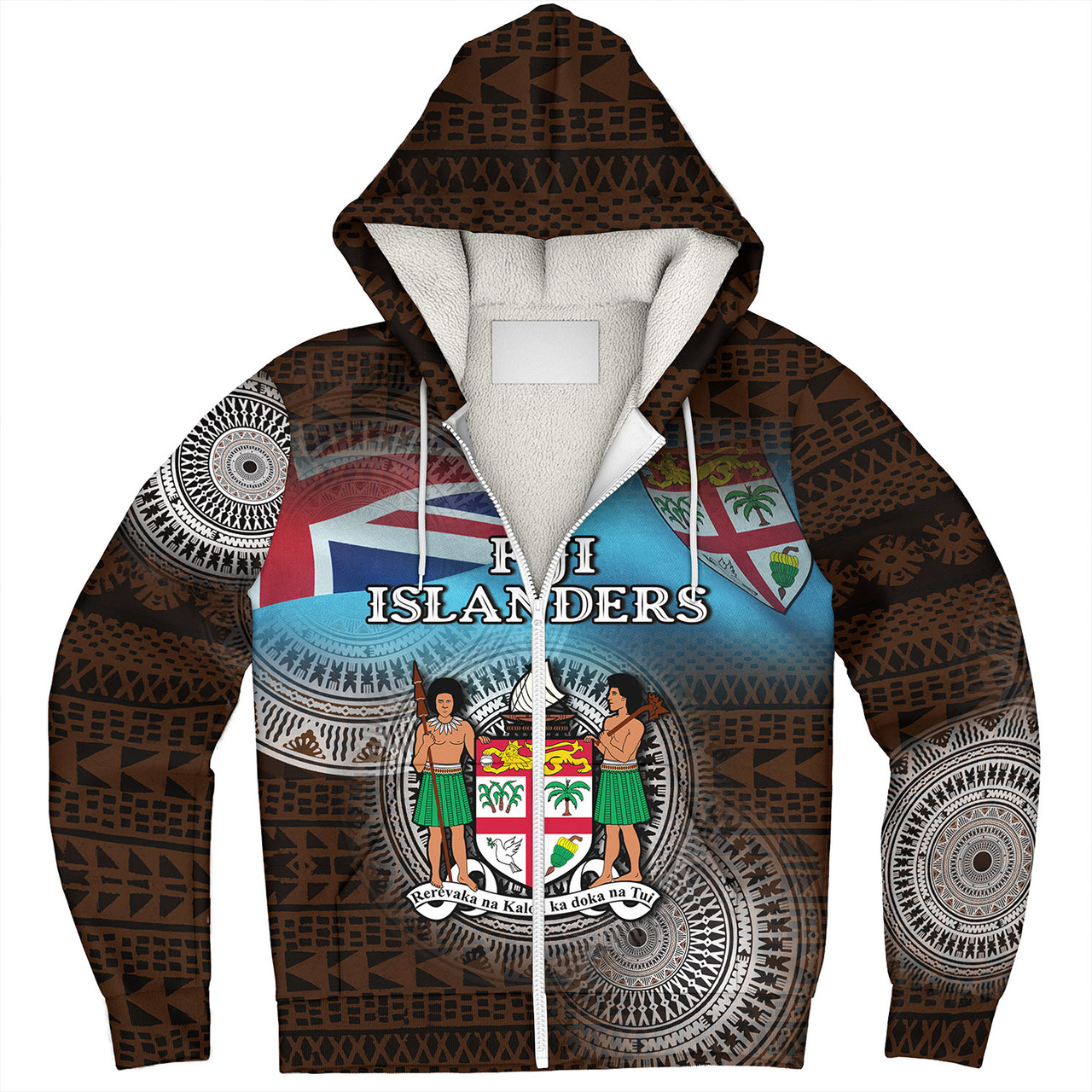 Fiji Sherpa Hoodie Custom Fiji Islanders Tapa Masi Design