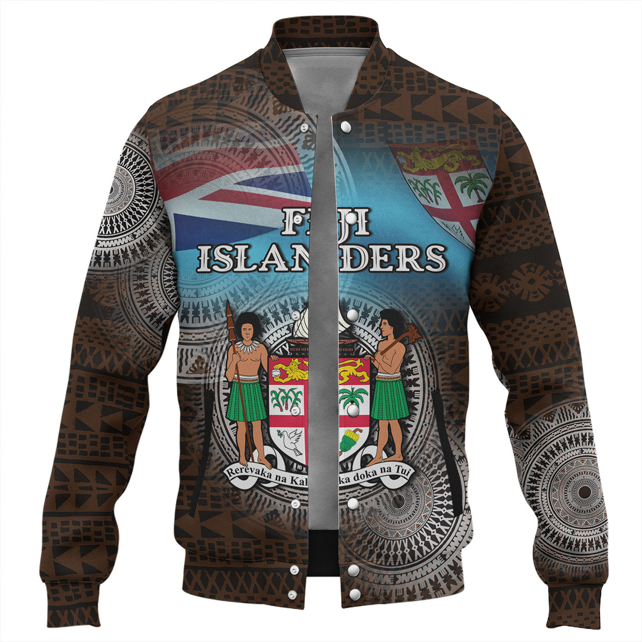 Fiji Baseball Jacket Custom Fiji Islanders Tapa Masi Design