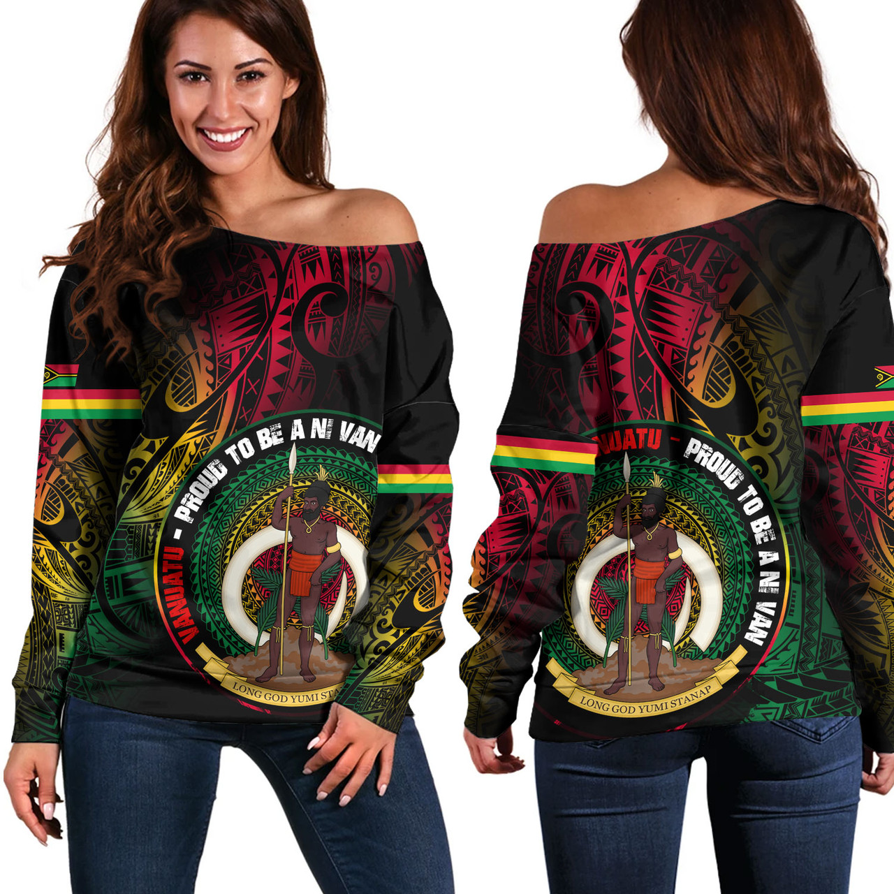 Vanuatu Off Shoulder Sweatshirt Custom Vanuatu Proud To Be A Ni Van Design