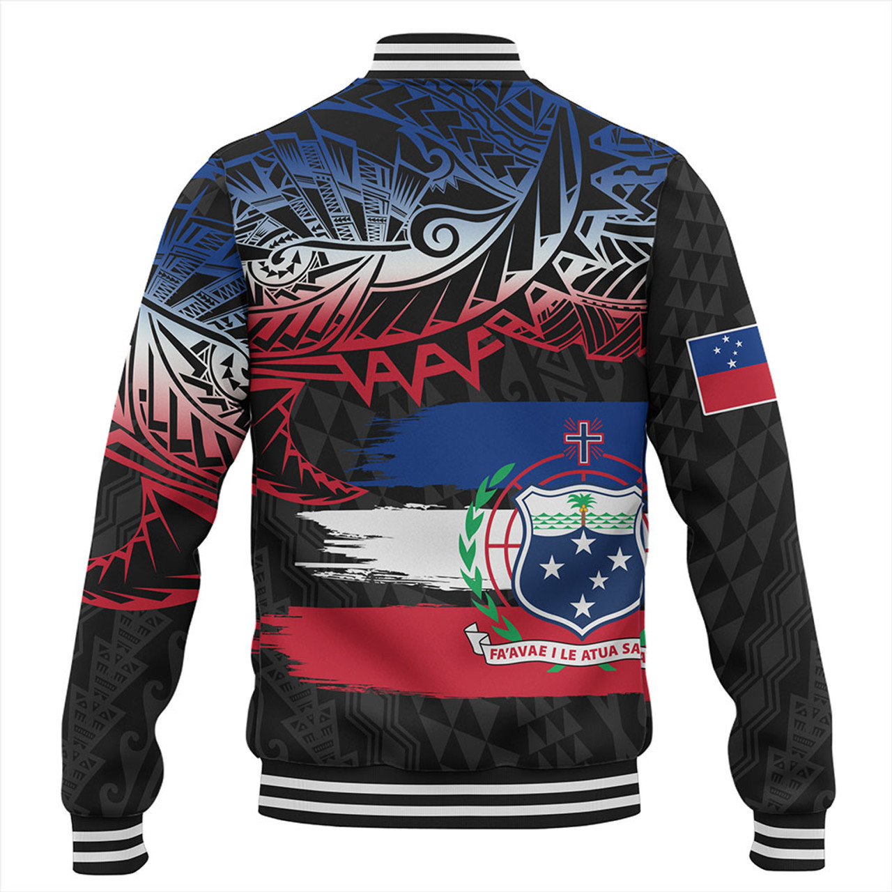 Samoa Baseball Jacket Tribal Polynesian Grunge Flag