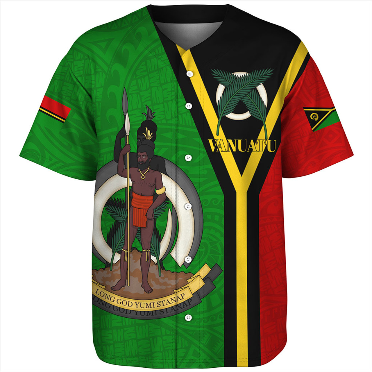 Vanuatu Baseball Shirt Melanesia Flag Design