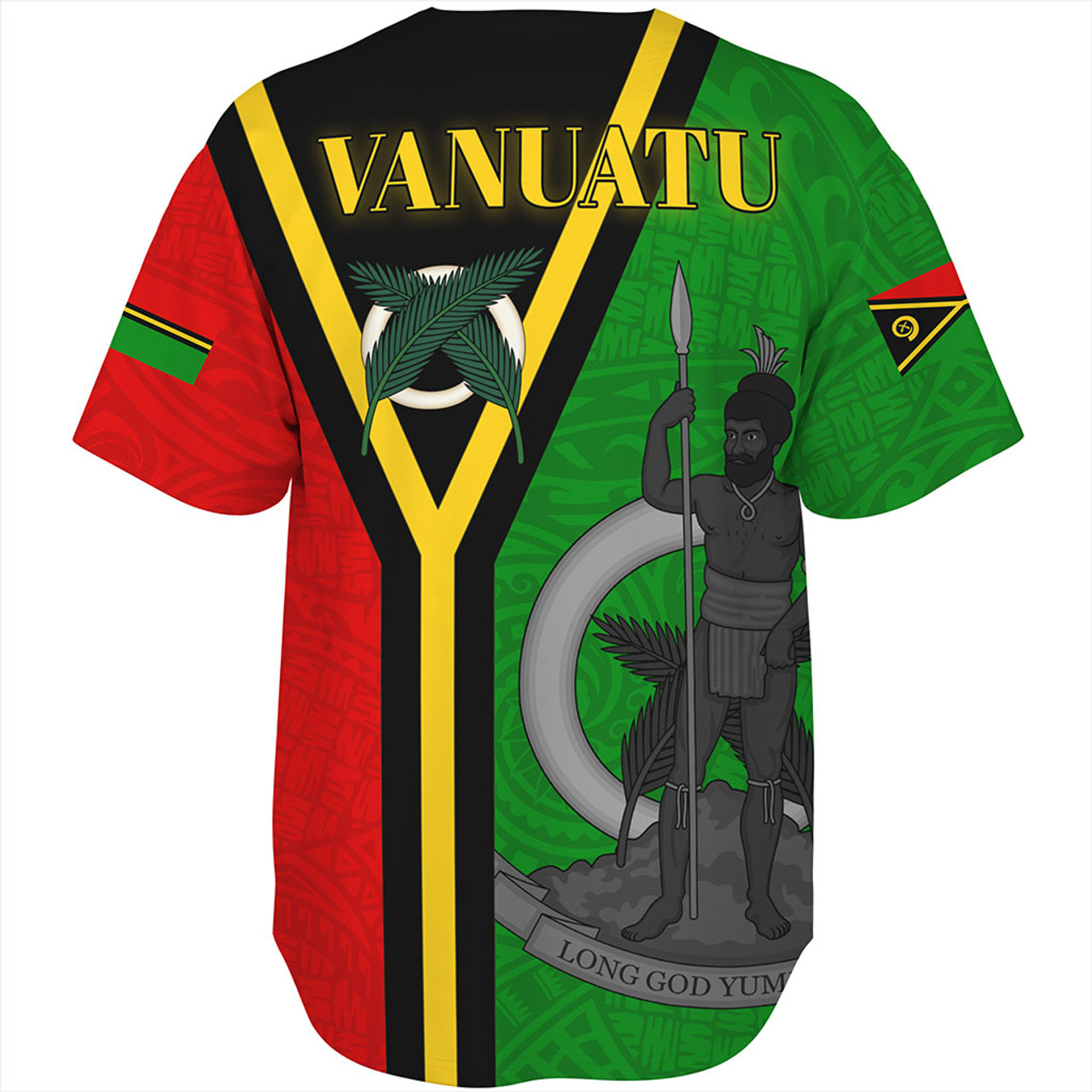 Vanuatu Baseball Shirt Melanesia Flag Design