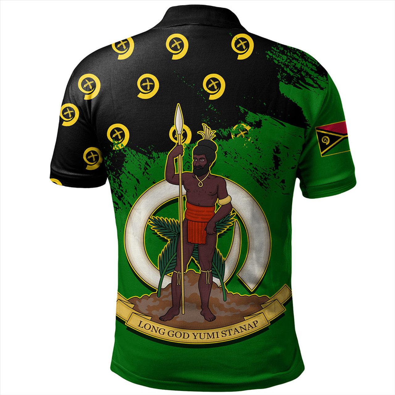 Vanuatu Polo Shirt Melanesian Flag Grunge Symbols Pattern