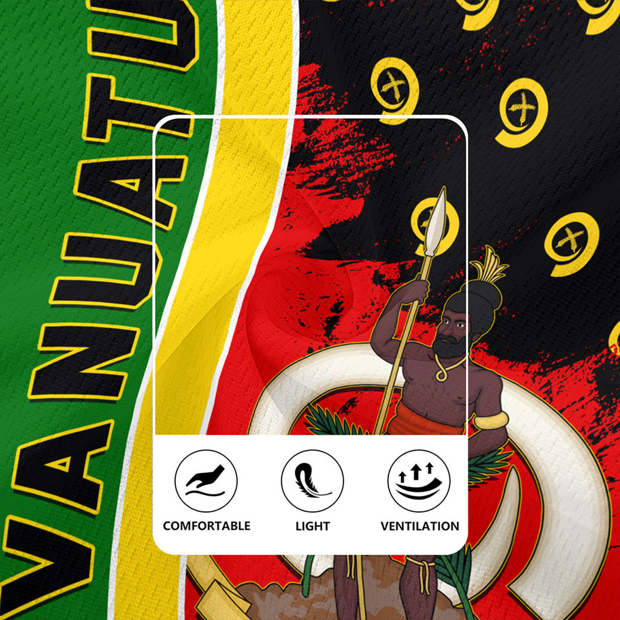 Vanuatu Rugby Jersey Melanesian Flag Grunge Symbols Pattern
