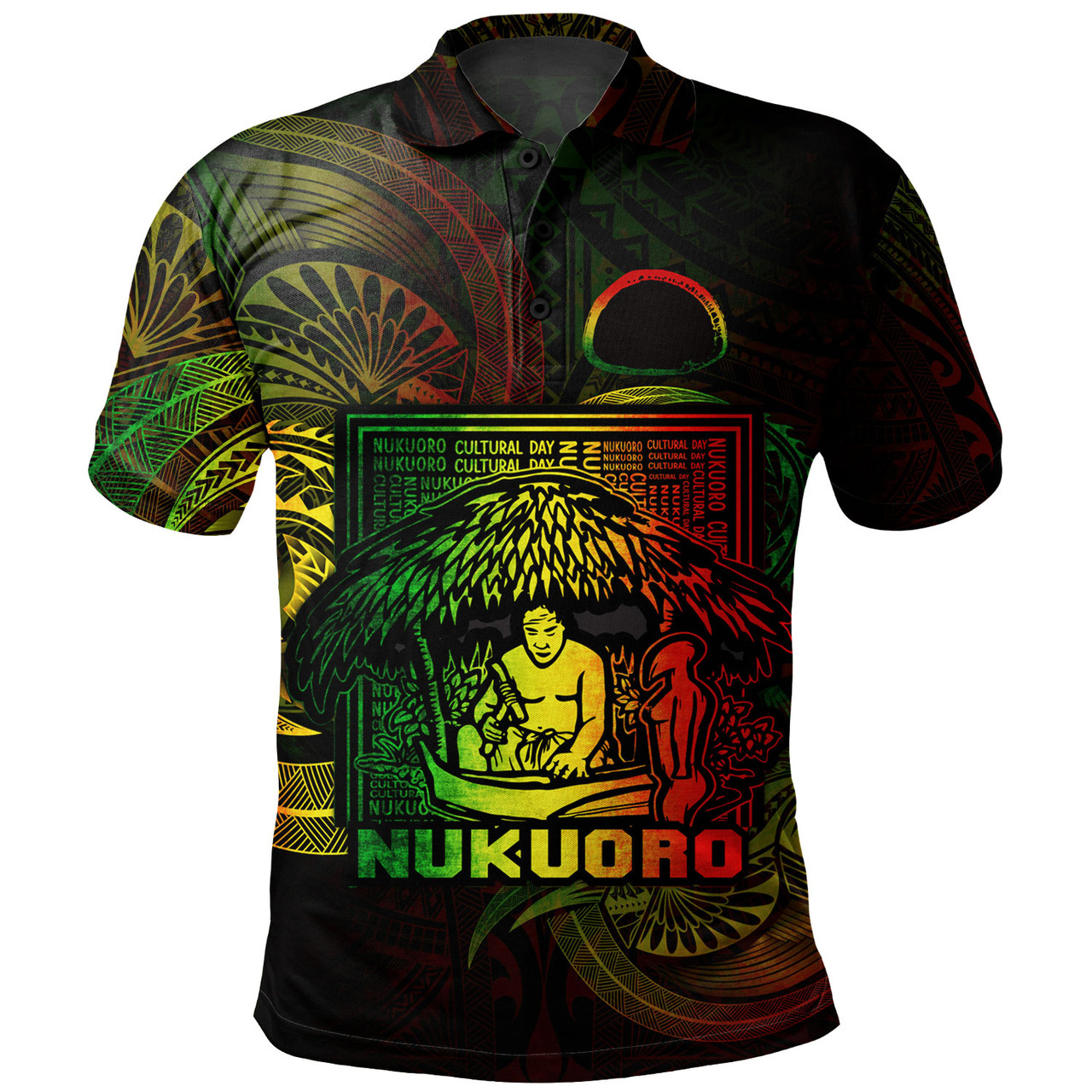Federated States Of Micronesia Polo Shirt Custom Nukuoro Atoll Cultural Tribal Pattern