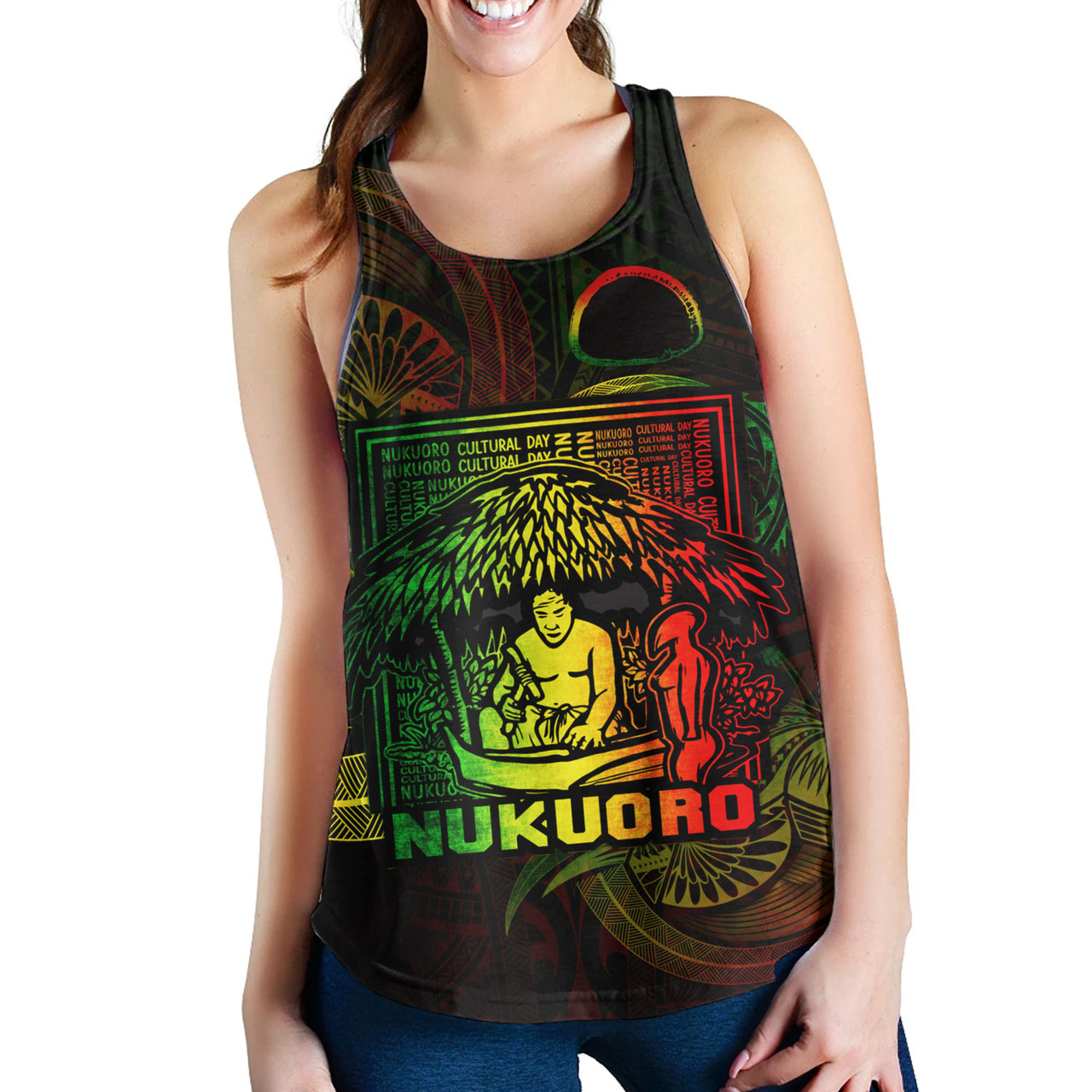 Federated States Of Micronesia Women Tank Custom Nukuoro Atoll Cultural Tribal Pattern