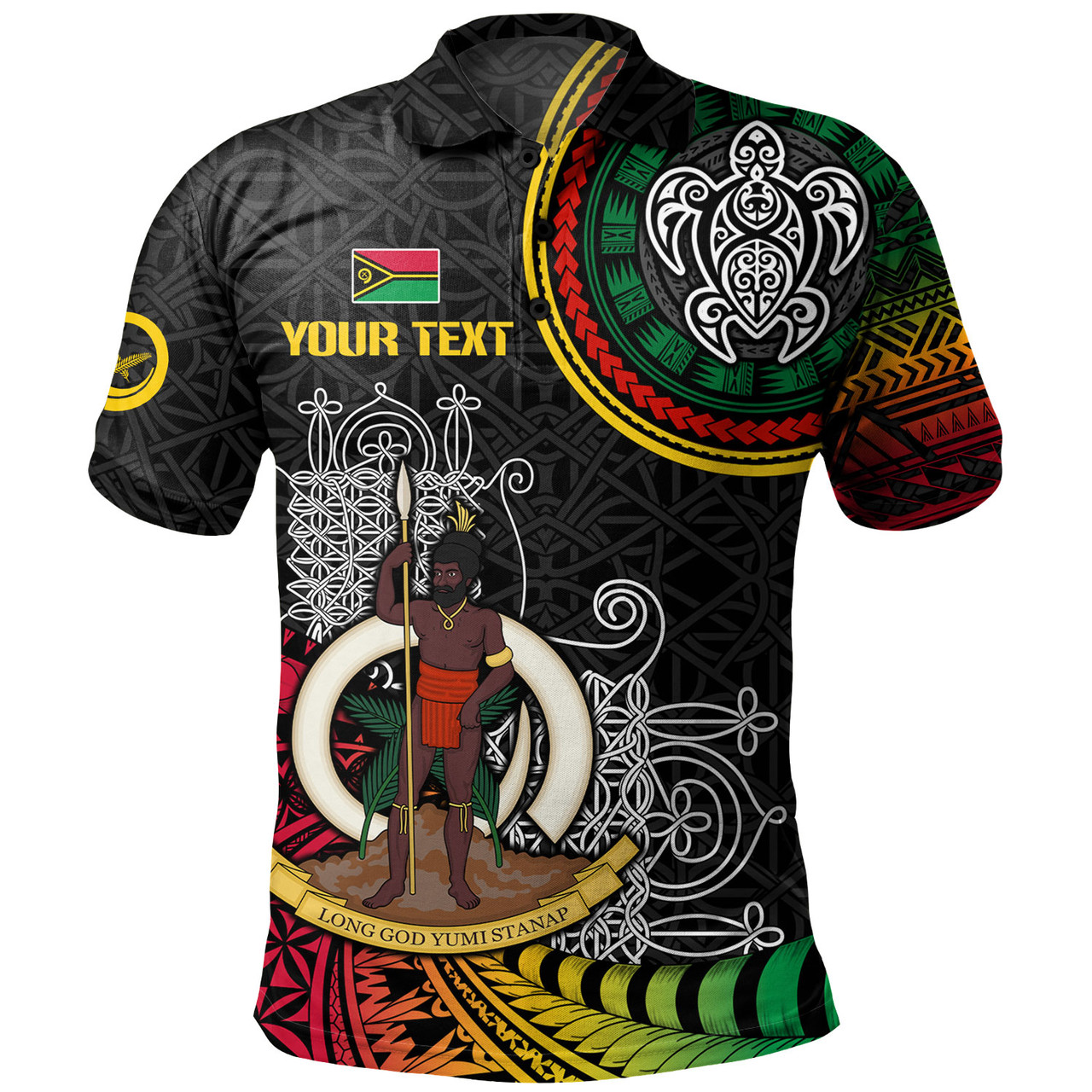 Vanuatu Polo Shirt Custom Seal With Mutis En Atan Patterns