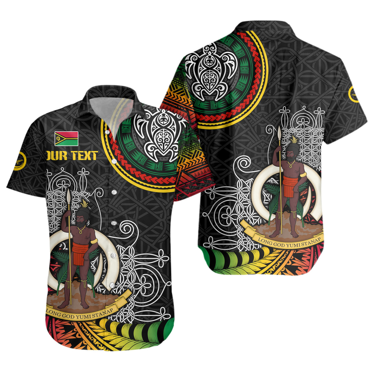 Vanuatu Short Sleeve Shirt Custom Seal With Mutis En Atan Patterns