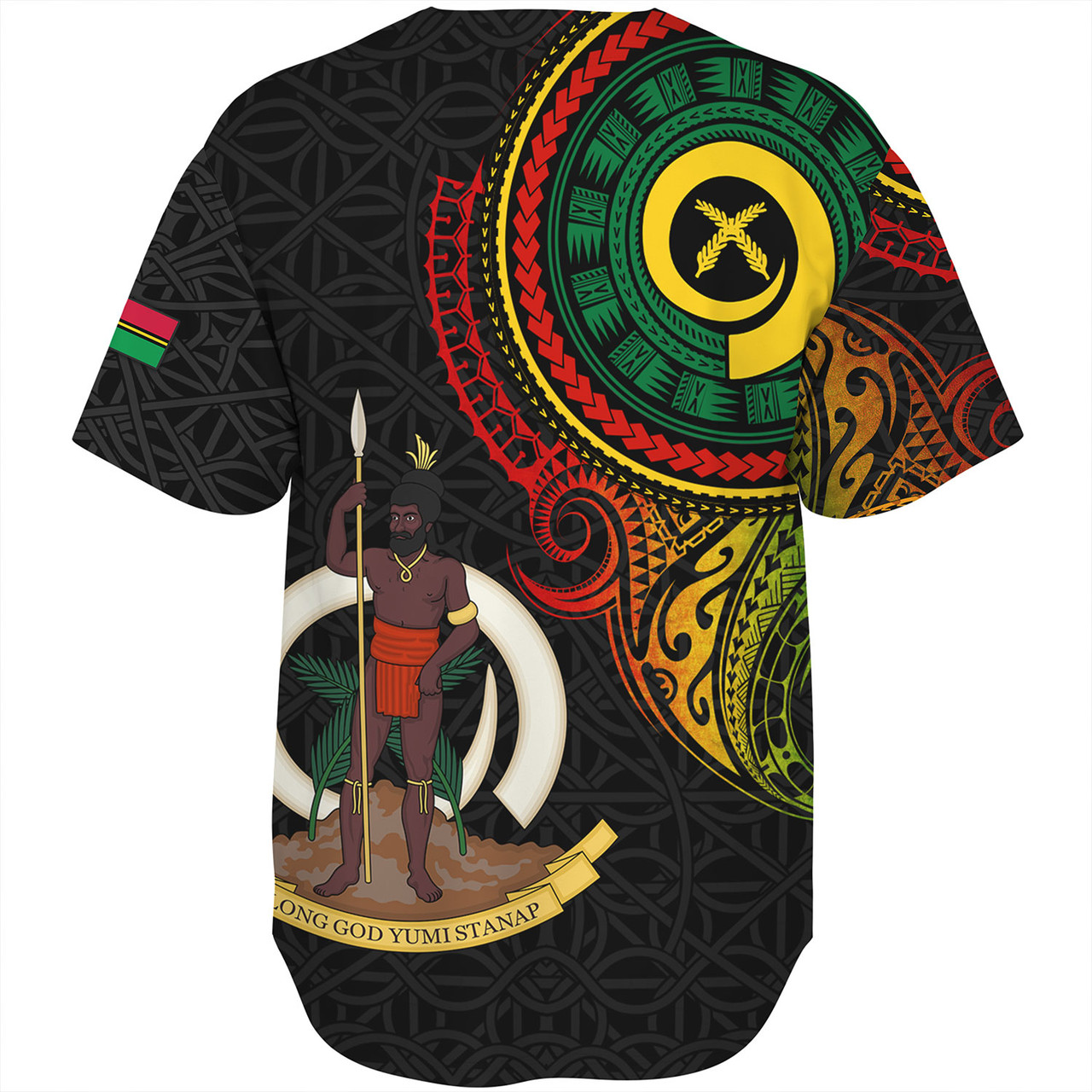 Vanuatu Baseball Shirt Custom Vanuatu Seal Mutis En Atan Patterns Reggae Color