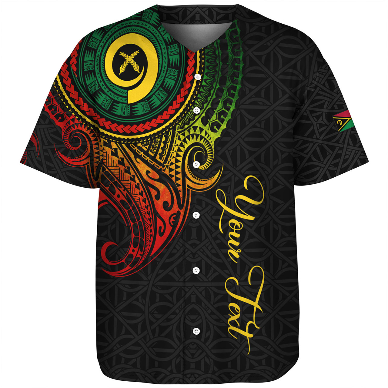 Vanuatu Baseball Shirt Custom Vanuatu Seal Mutis En Atan Patterns Reggae Color