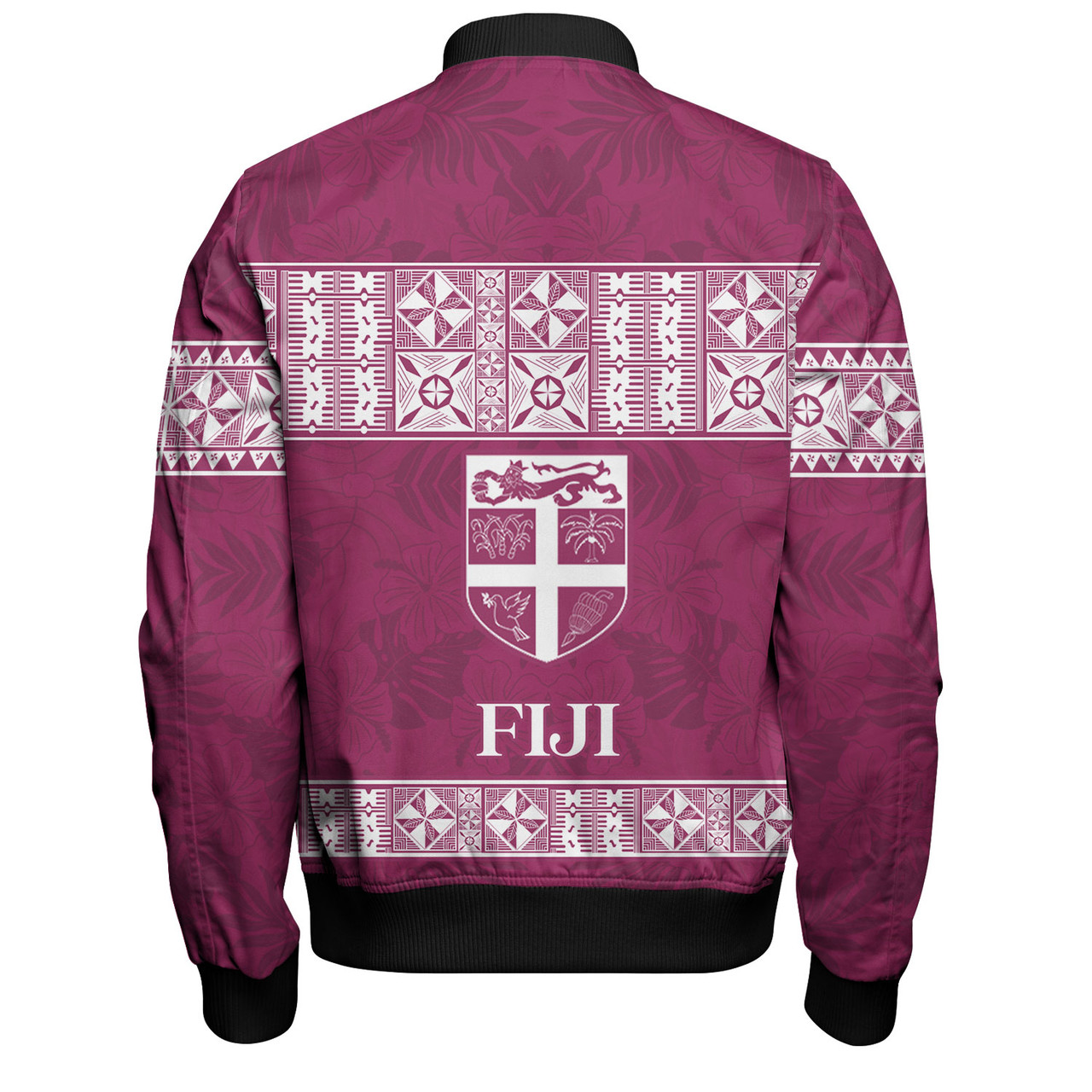 Fiji Bomber Jacket Custom Traditional Fijian Masi Pink Color