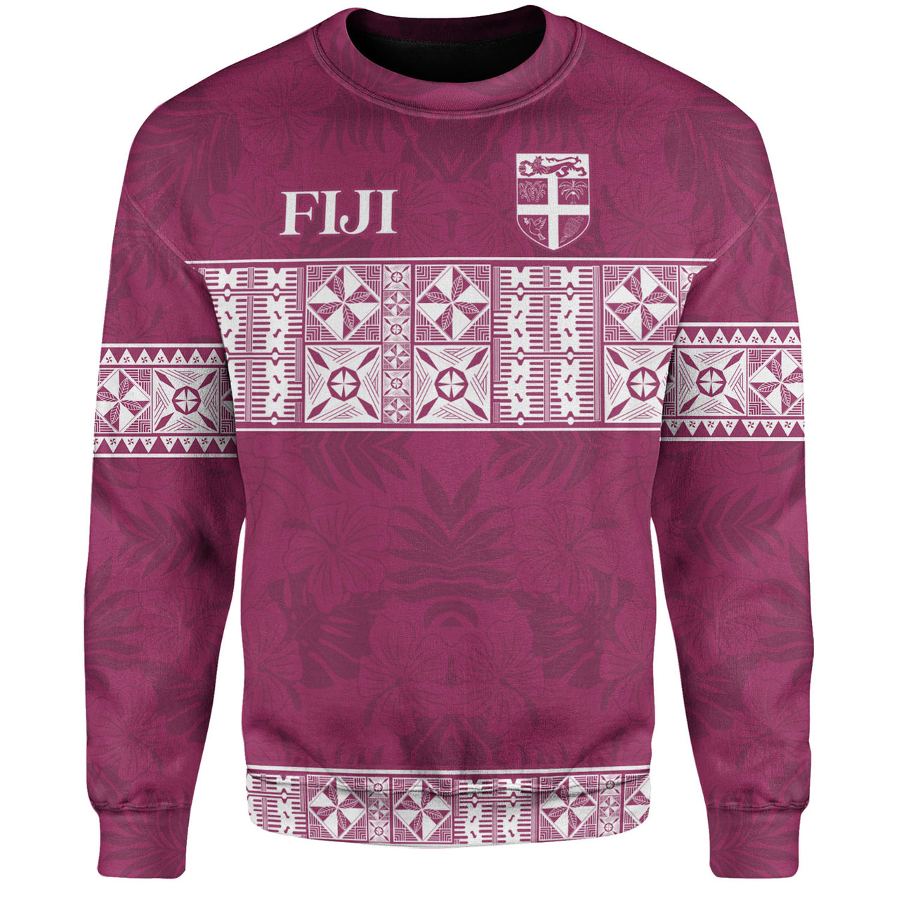 Fiji Sweatshirt Custom Traditional Fijian Masi Pink Color