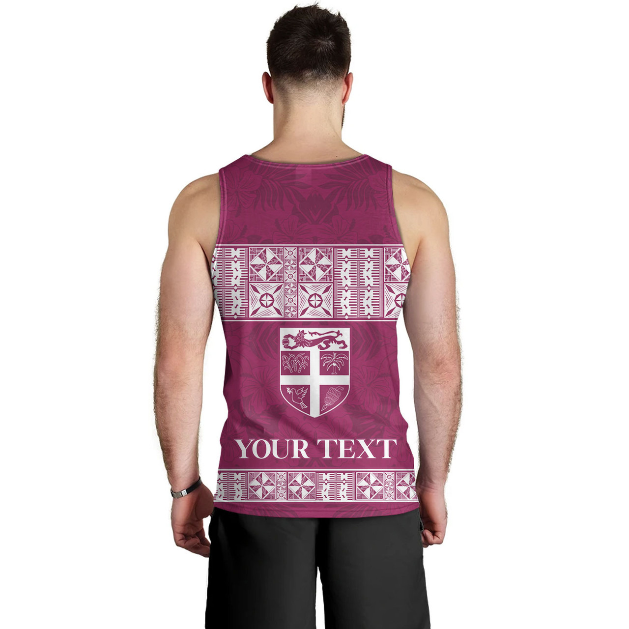 Fiji Tank Top Custom Traditional Fijian Masi Pink Color