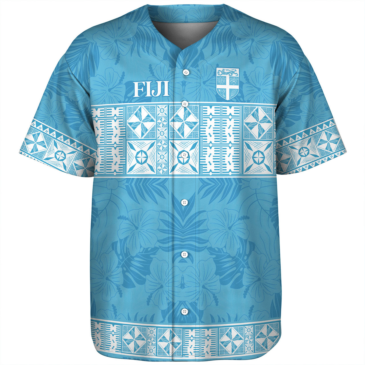 Fiji Baseball Shirt Custom Traditional Fijian Masi Pink Color