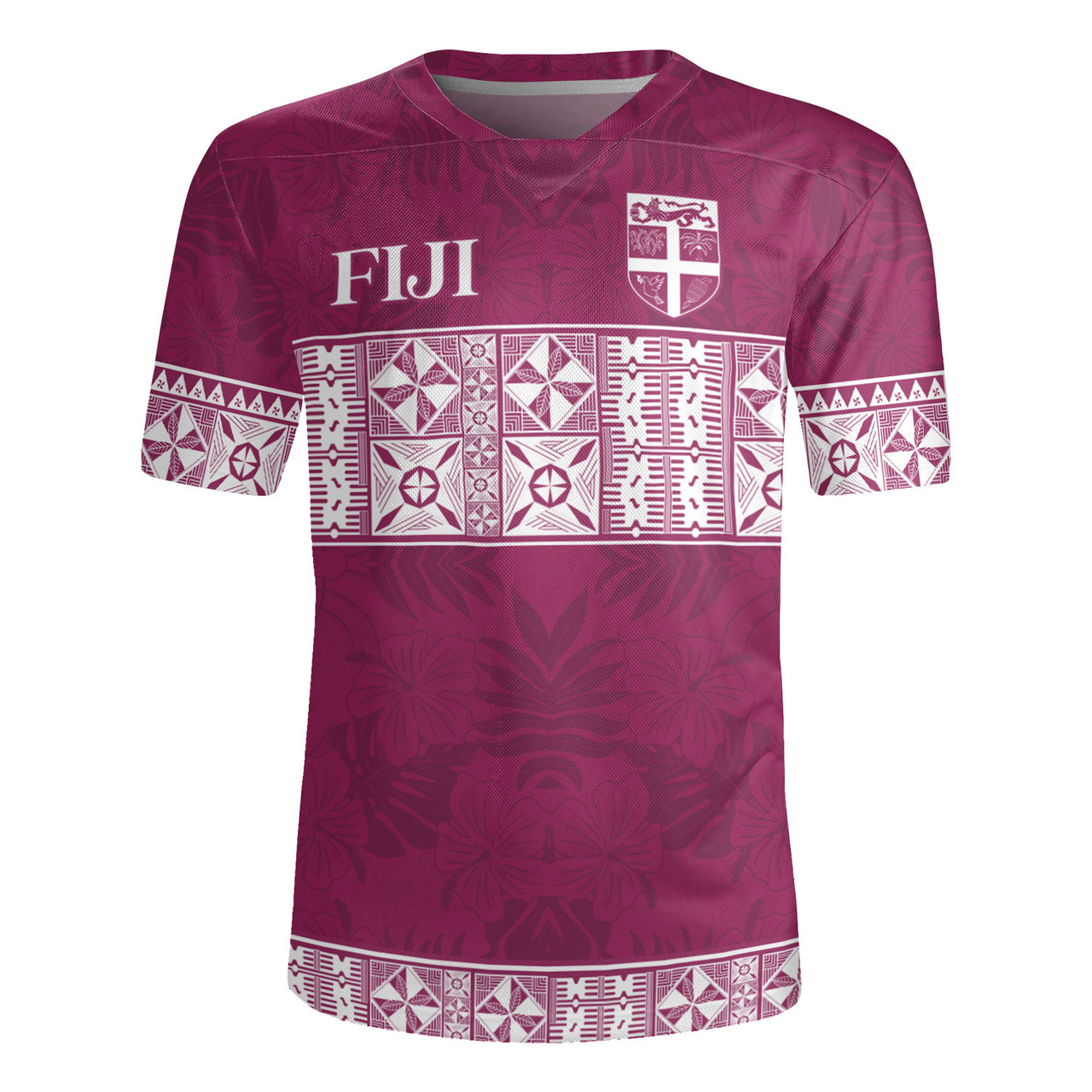 Fiji Rugby Jersey Custom Traditional Fijian Masi Pink Color