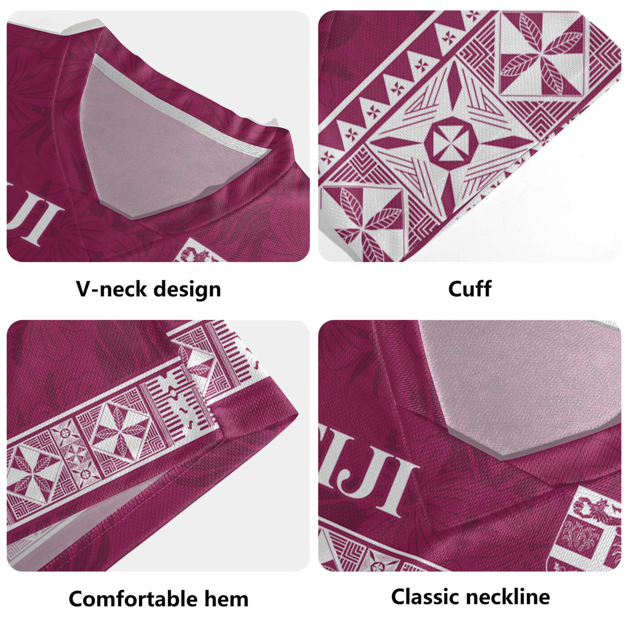 Fiji Rugby Jersey Custom Traditional Fijian Masi Pink Color