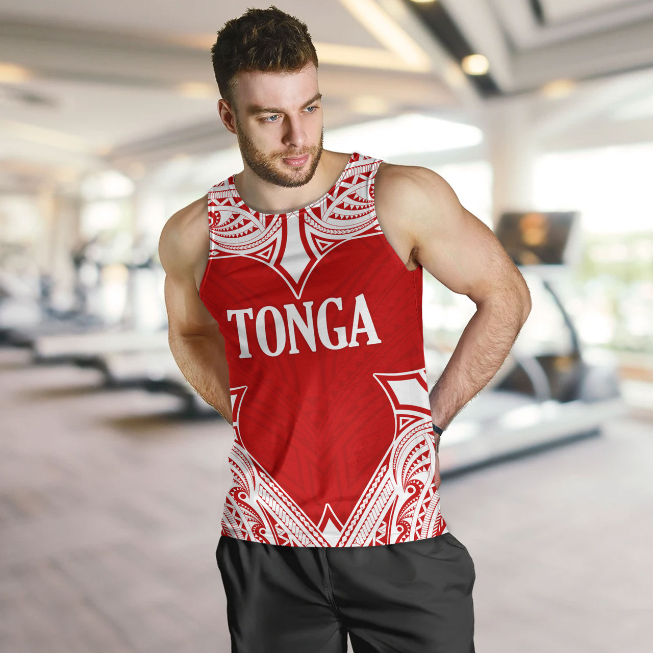 Tonga Tank Top - Custom Coat Of Arms With Patterns Flag Color