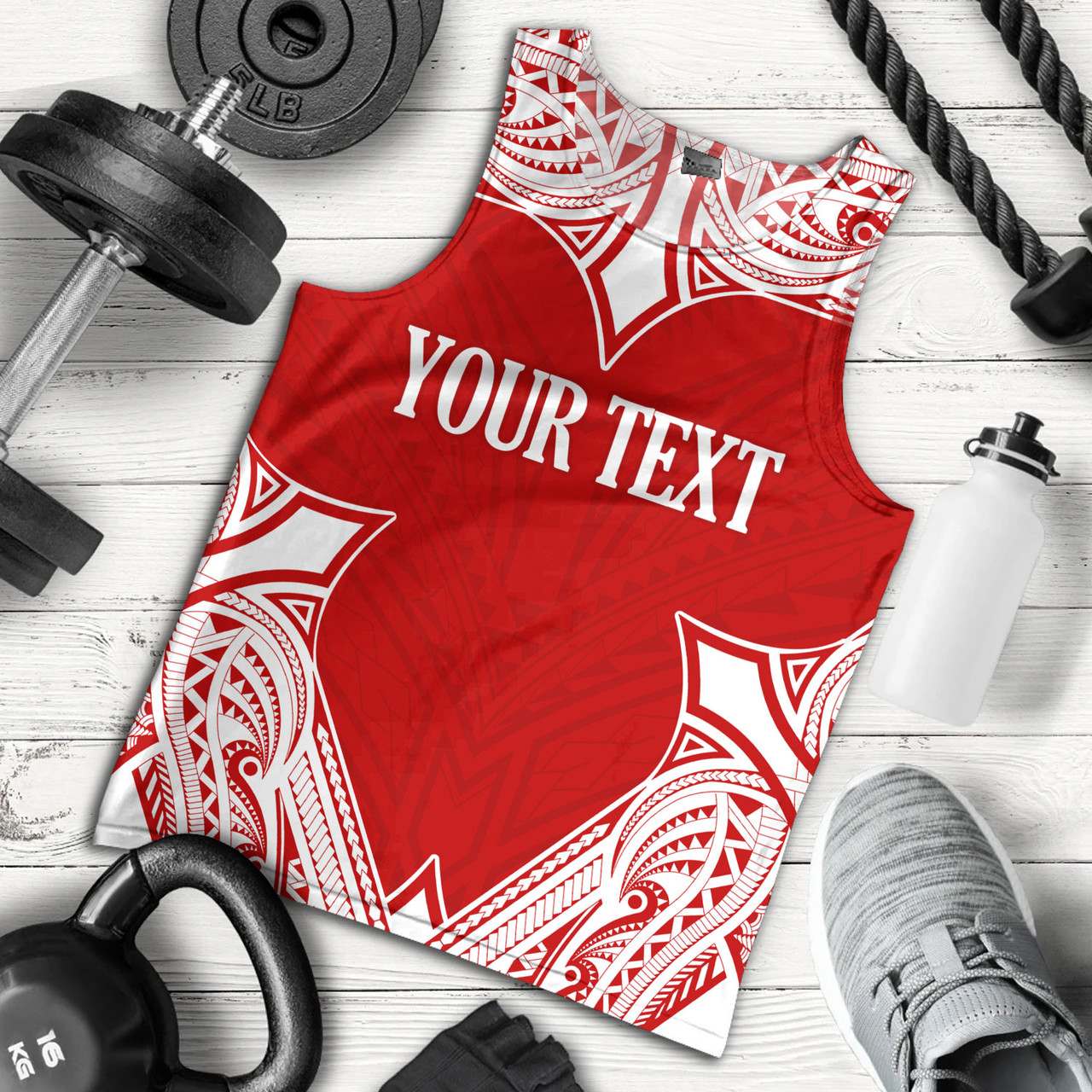 Tonga Tank Top - Custom Coat Of Arms With Patterns Flag Color