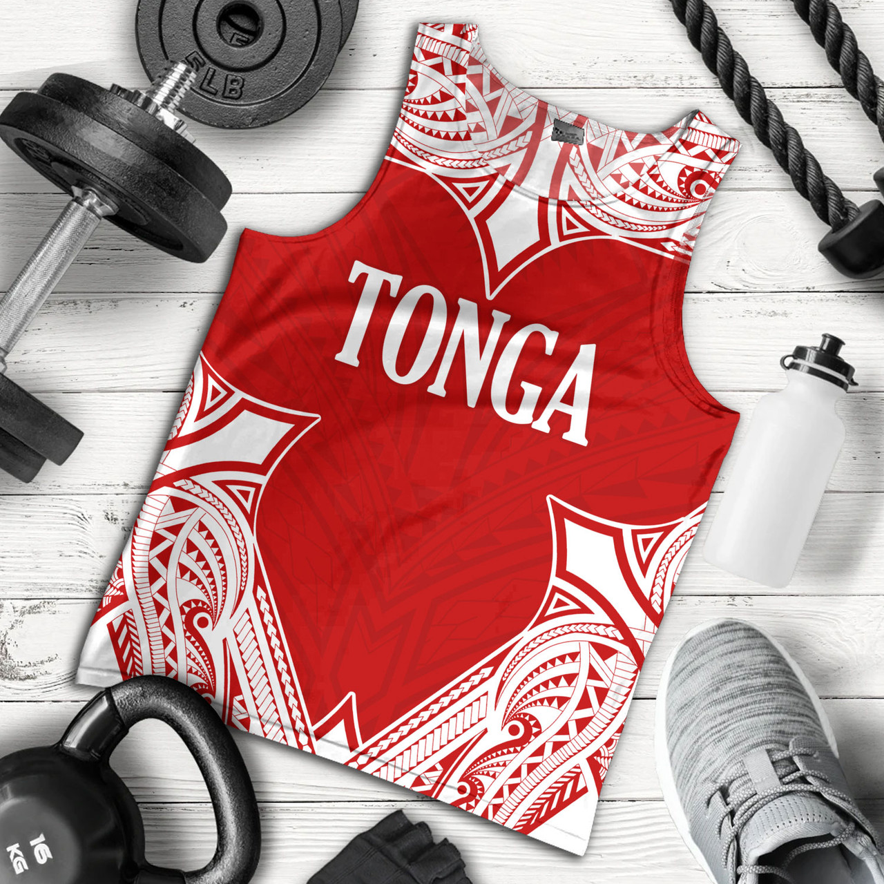 Tonga Tank Top - Custom Coat Of Arms With Patterns Flag Color