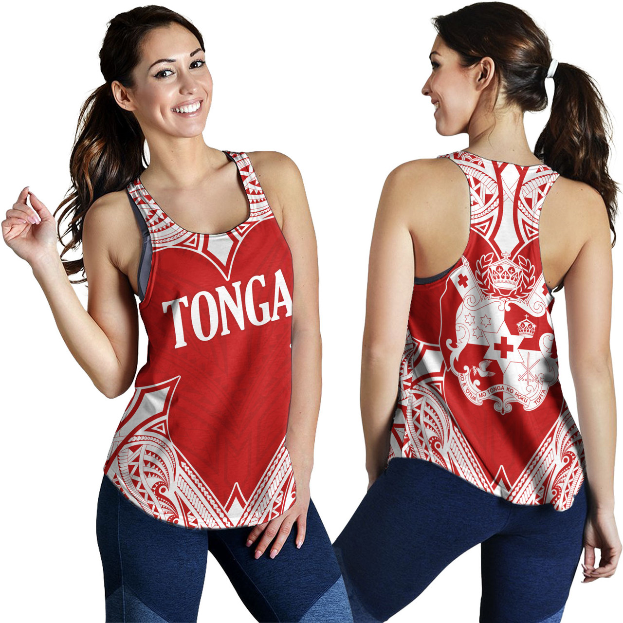 Tonga Women Tank - Custom Coat Of Arms With Patterns Flag Color