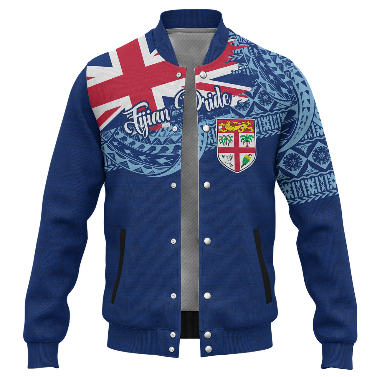 Fiji Baseball Jacket - Custom Fijian Pride Masi Patterns