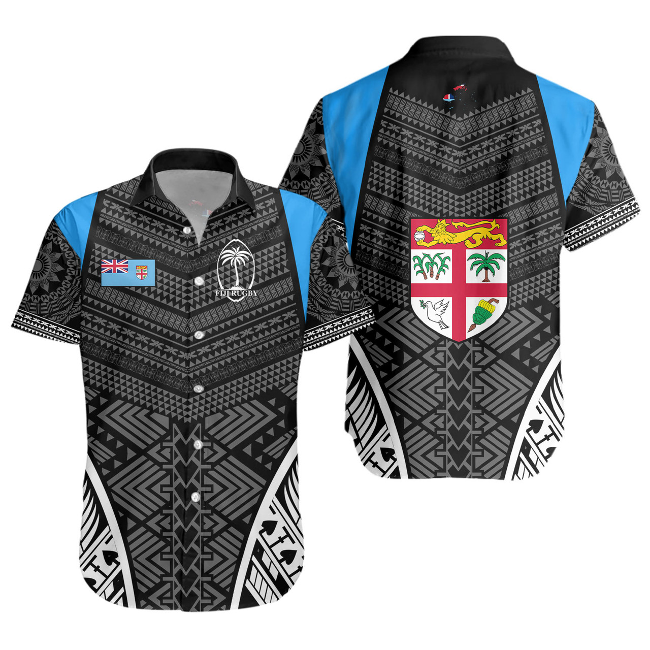Fiji Short Sleeve Shirt - Custom Fijian Tapa Patterns Sport Style