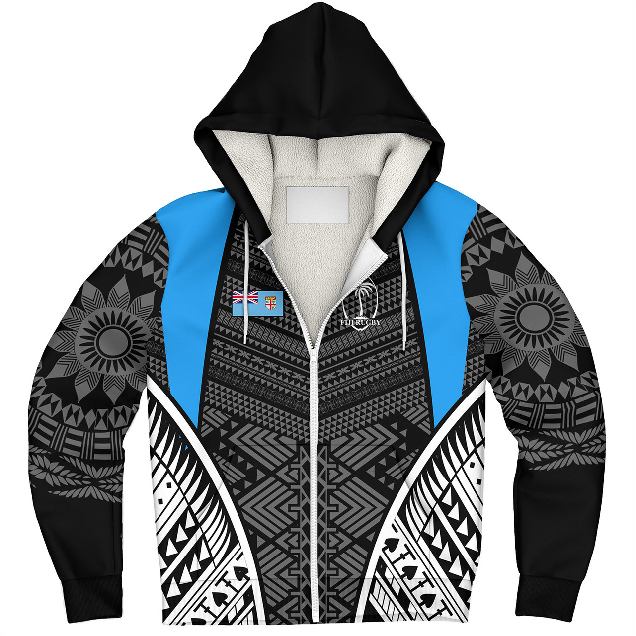 Fiji Sherpa Hoodie - Custom Fijian Tapa Patterns Sport Style