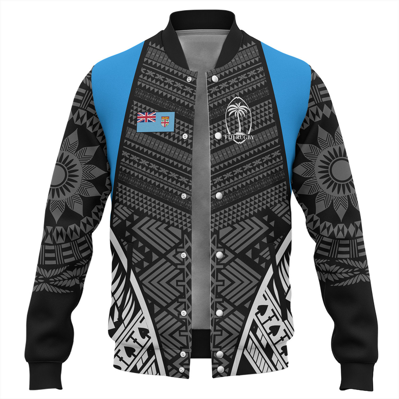 Fiji Baseball Jacket - Custom Fijian Tapa Patterns Sport Style