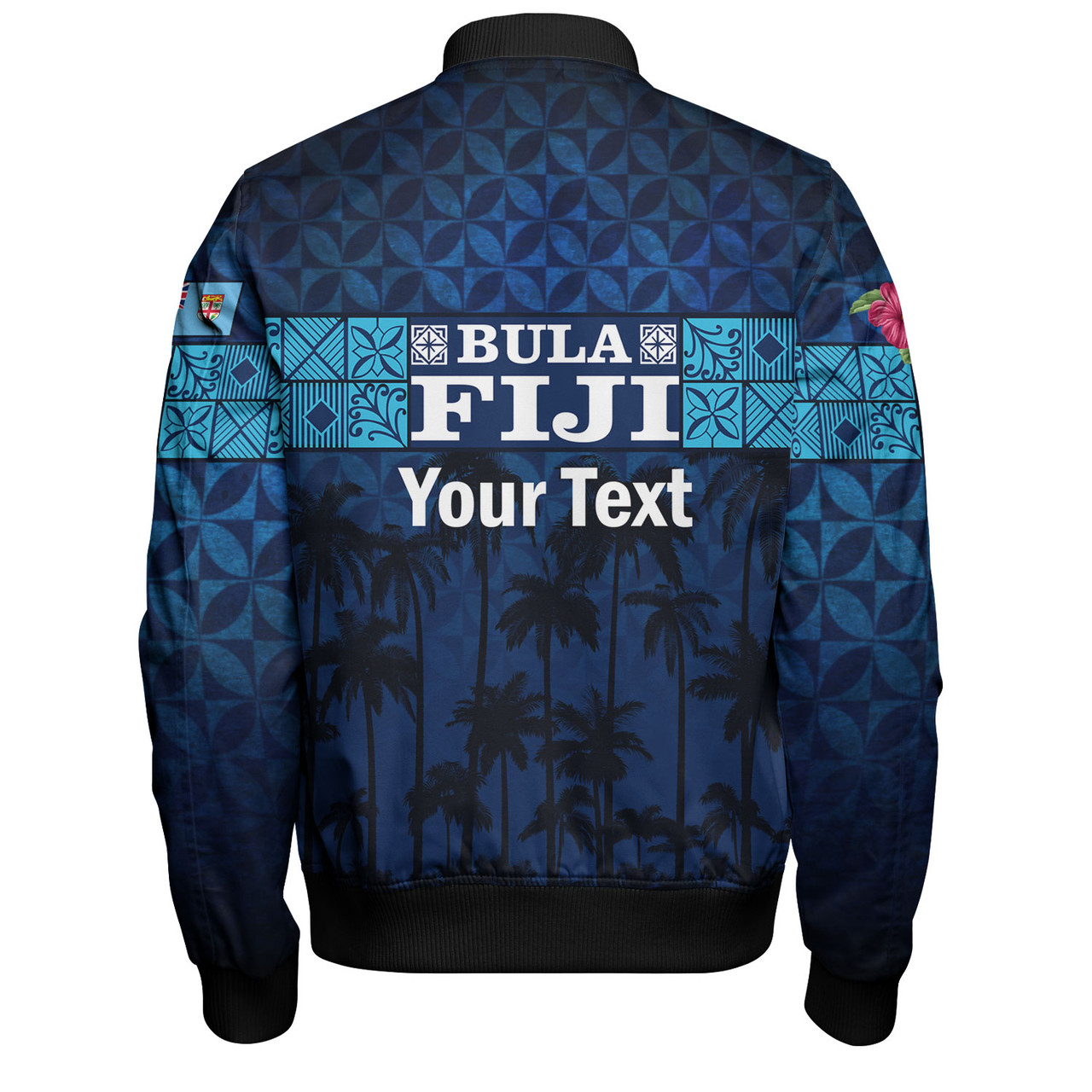 Fiji Bomber Jacket - Custom Bula Fiji Masi Palm Tree Design